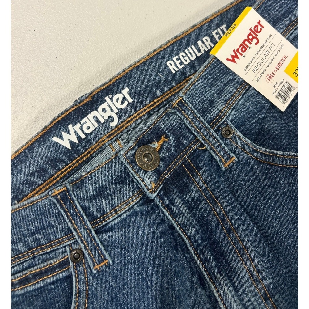Wrangler Regular Fit Mens Blue Stretch Denim Jeans 32x29 1796601 NEW - Picture 3 of 6